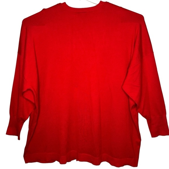 Worthington Red Cardigan Sweater Size 5X Open Front Long Line Grommet Details - Picture 2 of 9